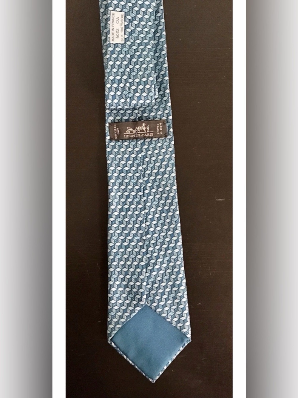 Hermes Blue Dice Geometric Silk Tie - Men's Accessory